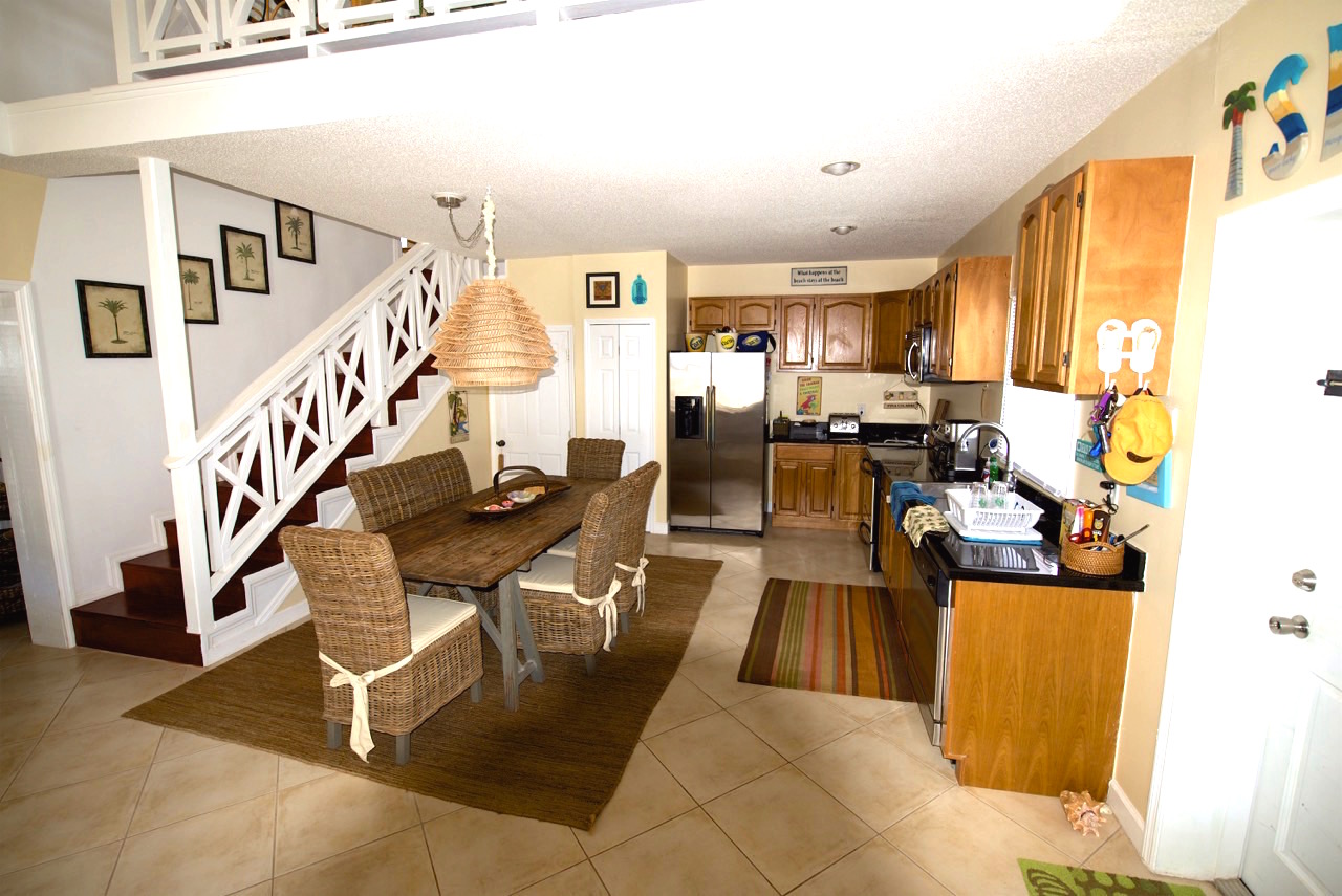 Kitchen and dining area of Seaside Breeze Penthouse condo for sale St. Kitts